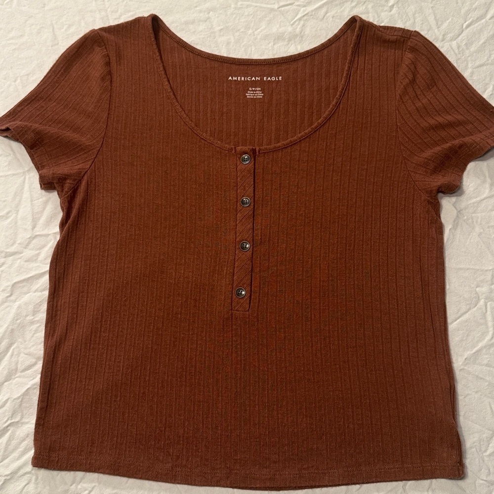 American Eagle Outfitters Women's Ribbed Buttoned Blouse Size Small EUC - Picture 3 of 8